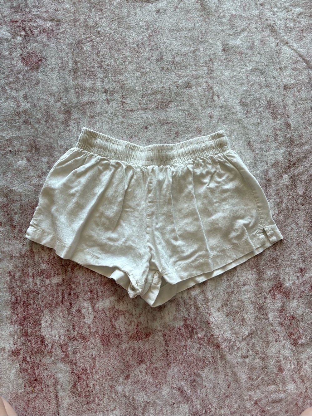 Princess Polly White Elastic Waist Linen-Blend Shorts